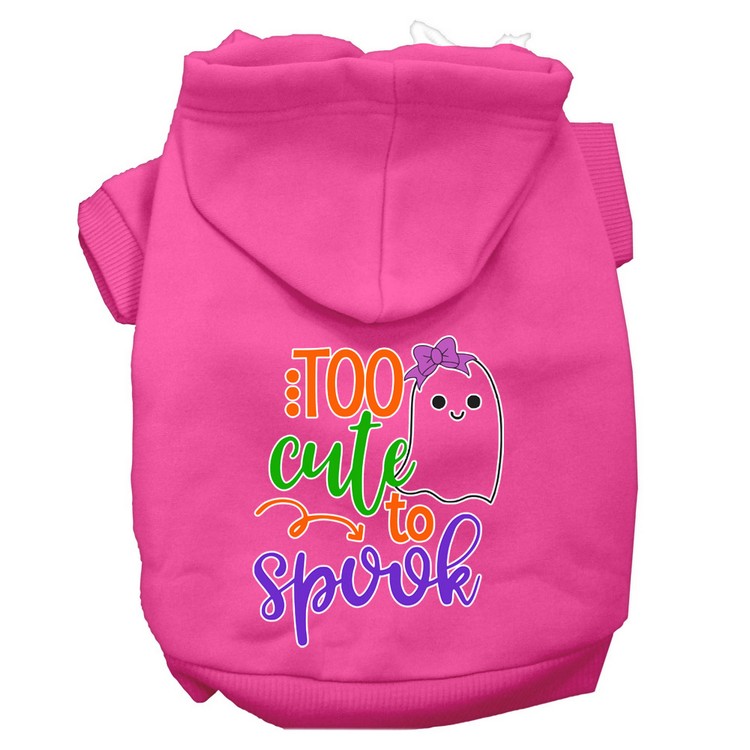 Too Cute to Spook-Girly Ghost Screen Print Dog Hoodie Bright Pink L